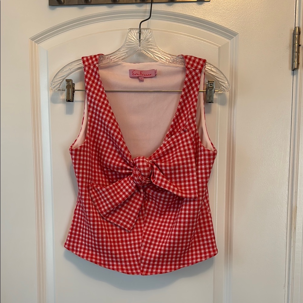 Eva Franco Red Gingham Bow Top